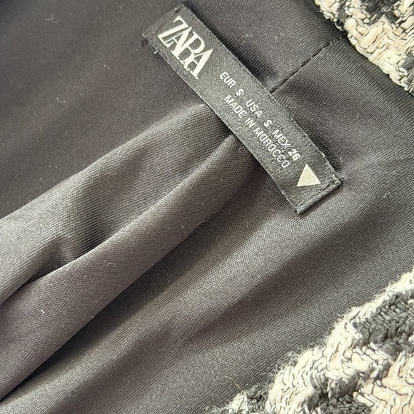 Zara Houndstooth Blazer Mini Dress Tailored Welt Pocket Sz S Retro Glam Core - Picture 10 of 16